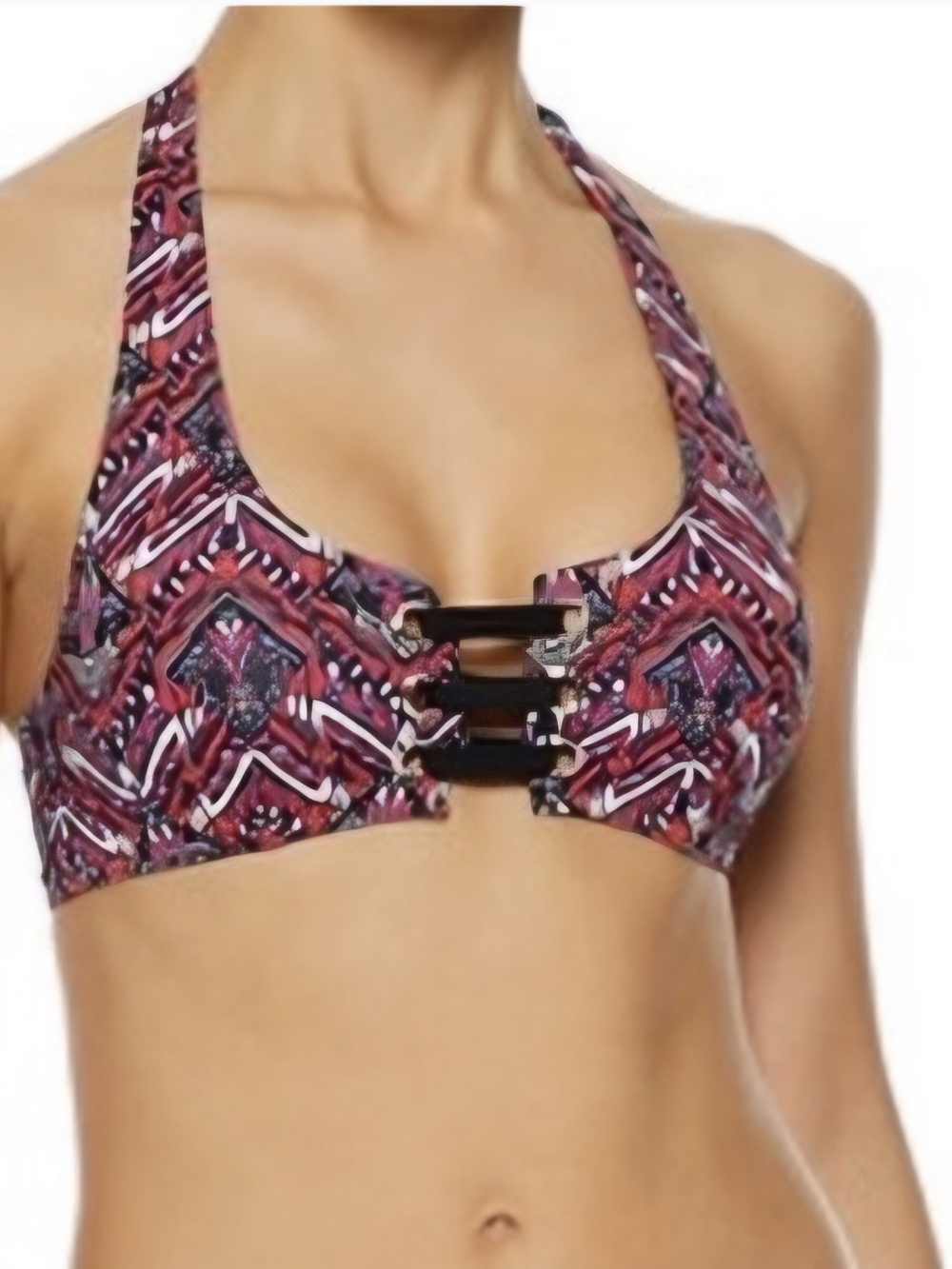 Tart Collections Pink and Black Halter Bikini Top Size M
